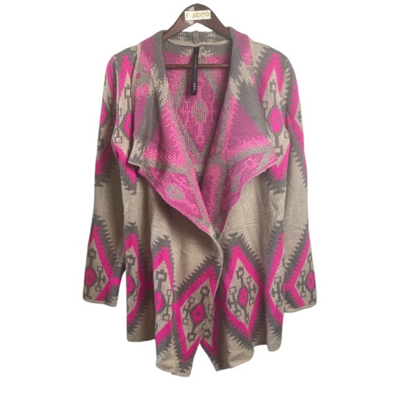 Renee pink grey tan cardigan // L - Picture 1 of 7